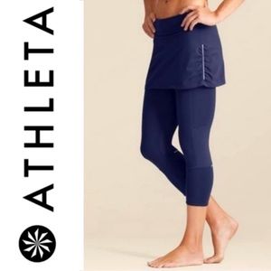 Athleta Womens Contender 2 in 1 Skirted Capri Legging purple size small